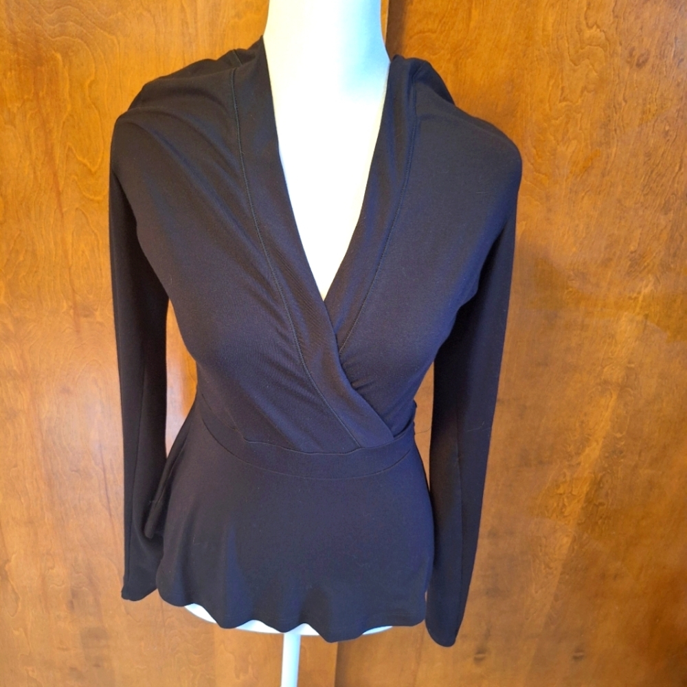 Lucy Elegant Black Women's Wrap Top